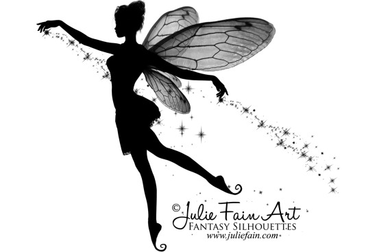 Silhouette Fairy With Fairy Dust Tattoo Design By Julie Fain Art