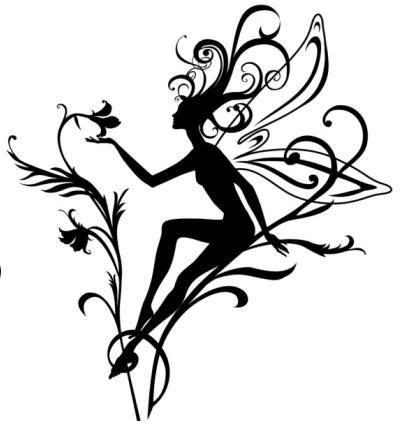 Silhouette Fairy With Flowers Tattoo Design