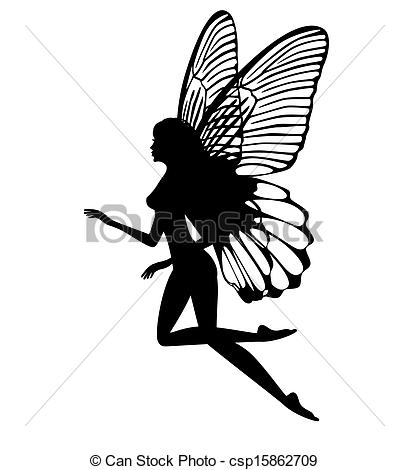 Silhouette Flying Fairy Tattoo Design