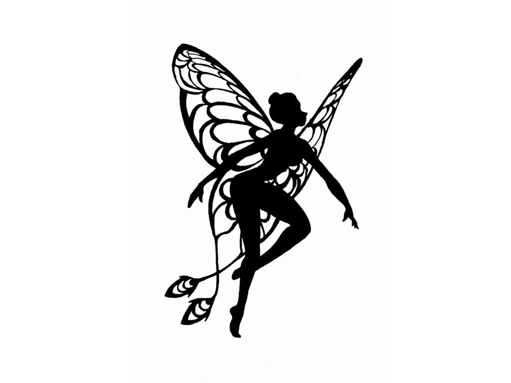 Silhouette Small Fairy Tattoo Stencil