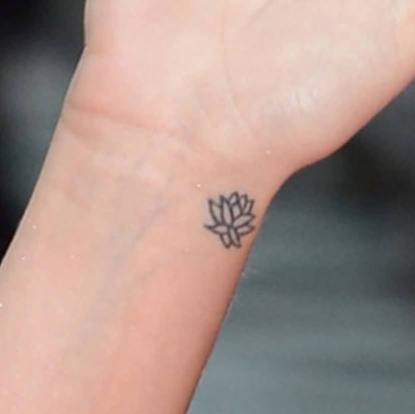 Simple Black Lotus Tattoo Design For Wrist
