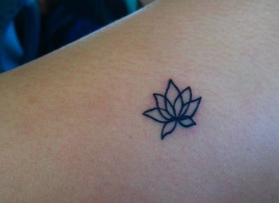 Simple Black Outline Lotus Tattoo Design For Sleeve