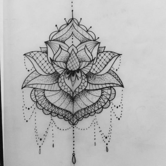 Simple Dotwork Mandala Lotus Tattoo Design