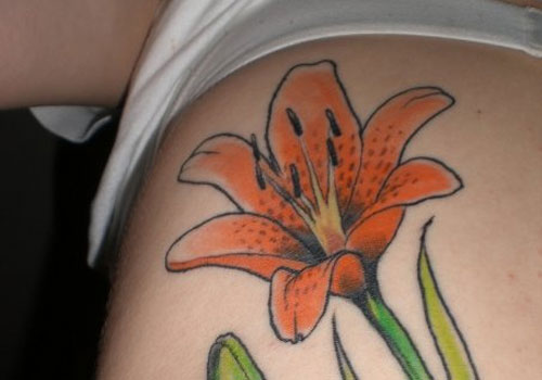 Simple Tiger Lily Tattoo For Girls
