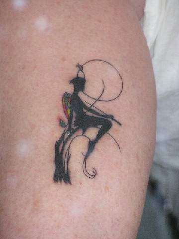 Small Silhouette Fairy Tattoo Design For Leg Calf