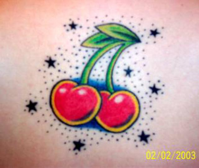 Small Stars And Cherry Tattoos