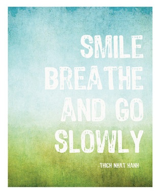 Smile breathe and go slowly. Thich Nhat Hanh