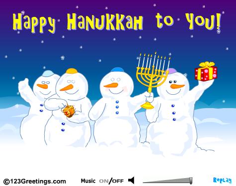 Snowmen Wishing You Happy Hanukkah To You