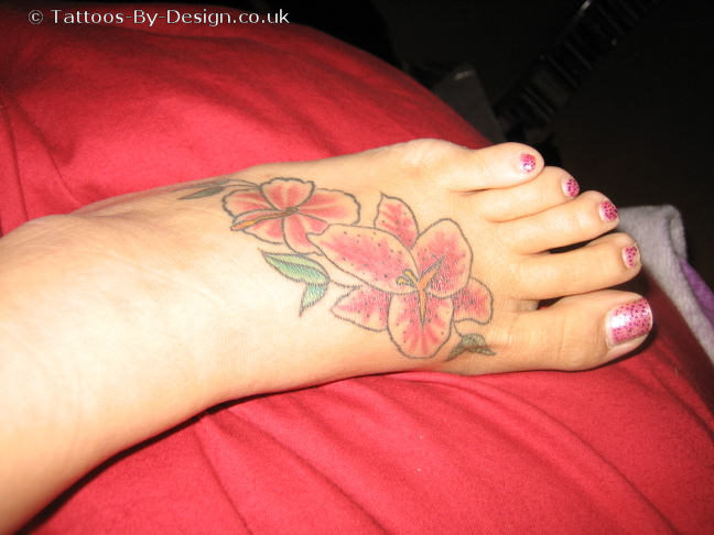 Stargazer Pink Lily Tattoo On Left Foot
