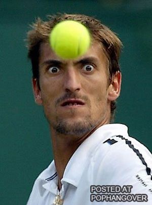 Tennis Player Staring At Ball Funny Sports Picture