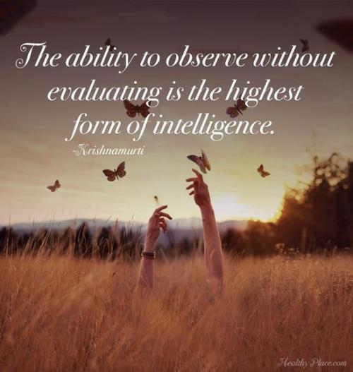 The ability to observe without evaluating is the highest form of intelligence. Krishnamurti