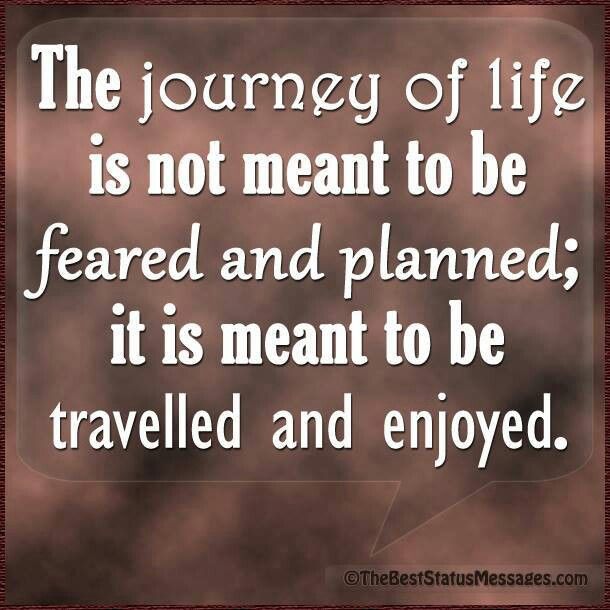 The journey of life is not meant to be feared and planned; it is meant to be travelled and enjoyed