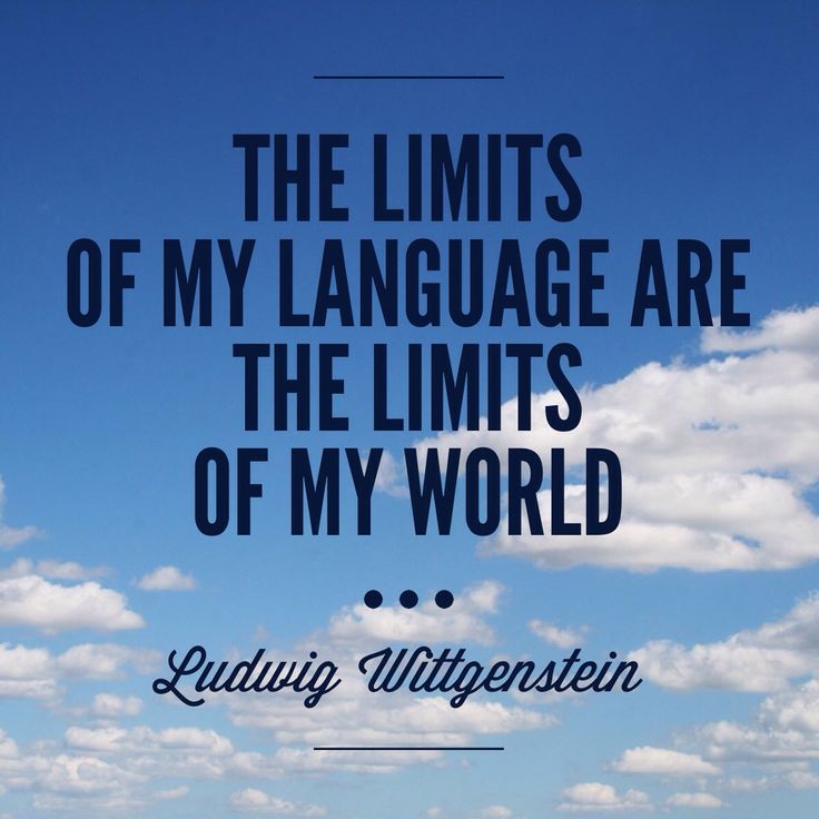 The limits of my language means the limits of my world. Ludwig Wittgenstein