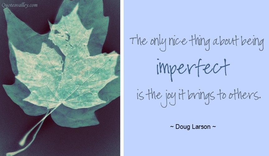 The only nice thing about being imperfect is the joy it brings to others. Doug Larson