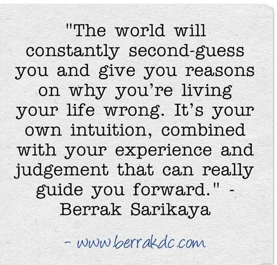 The word will constantly second guess you and give you reasons on why you're living your life wrong. It's your own intuition, Combined.. Berrak Sarikaya