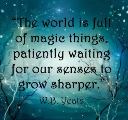 The world is full of magic things, patiently waiting for our senses to grow sharper. W.B. Yeats