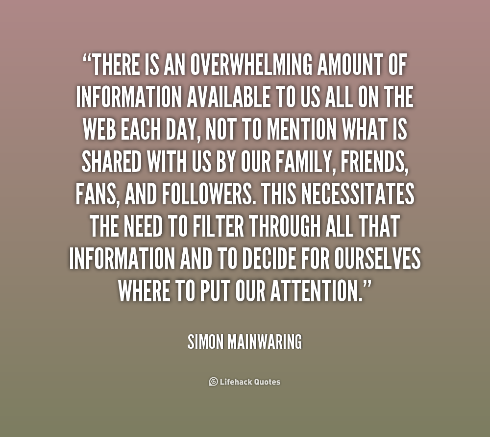 There is an overwhelming amount of information available to us all on the web each day, … Simon Mainwaring