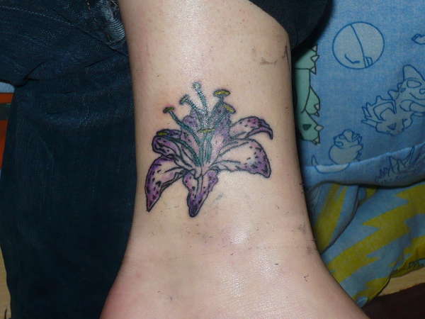 Tiger Lily Tattoo On Ankle For Girls