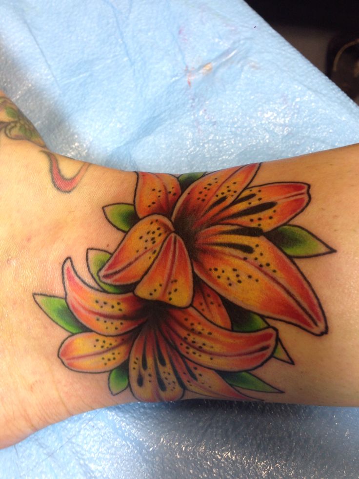 Tiger Lily Tattoo On Ankle