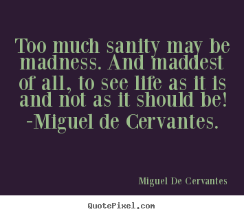 Too much sanity may be madness and the maddest of all, to see life as it is and not as it should be. Miguel de Cervantes