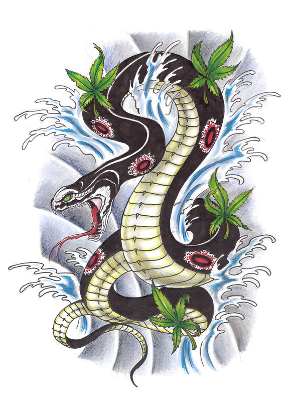 Traditional Chinese Snake Tattoo Design By Konz Pt Nyaa