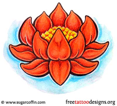 Traditional Lotus Flower Tattoo Design