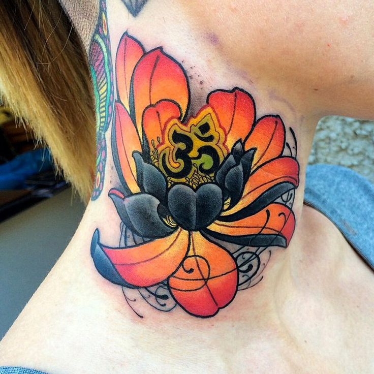 38+ Amazing Lotus Flower Tattoos On Neck