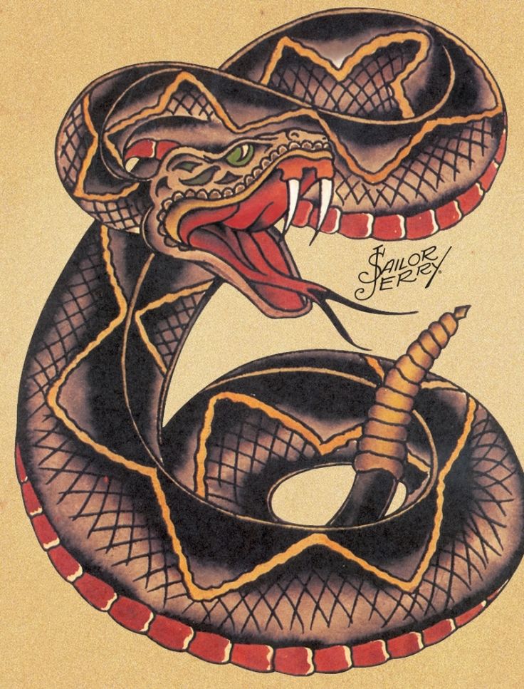 Traditional Rattlesnake Tattoo Design