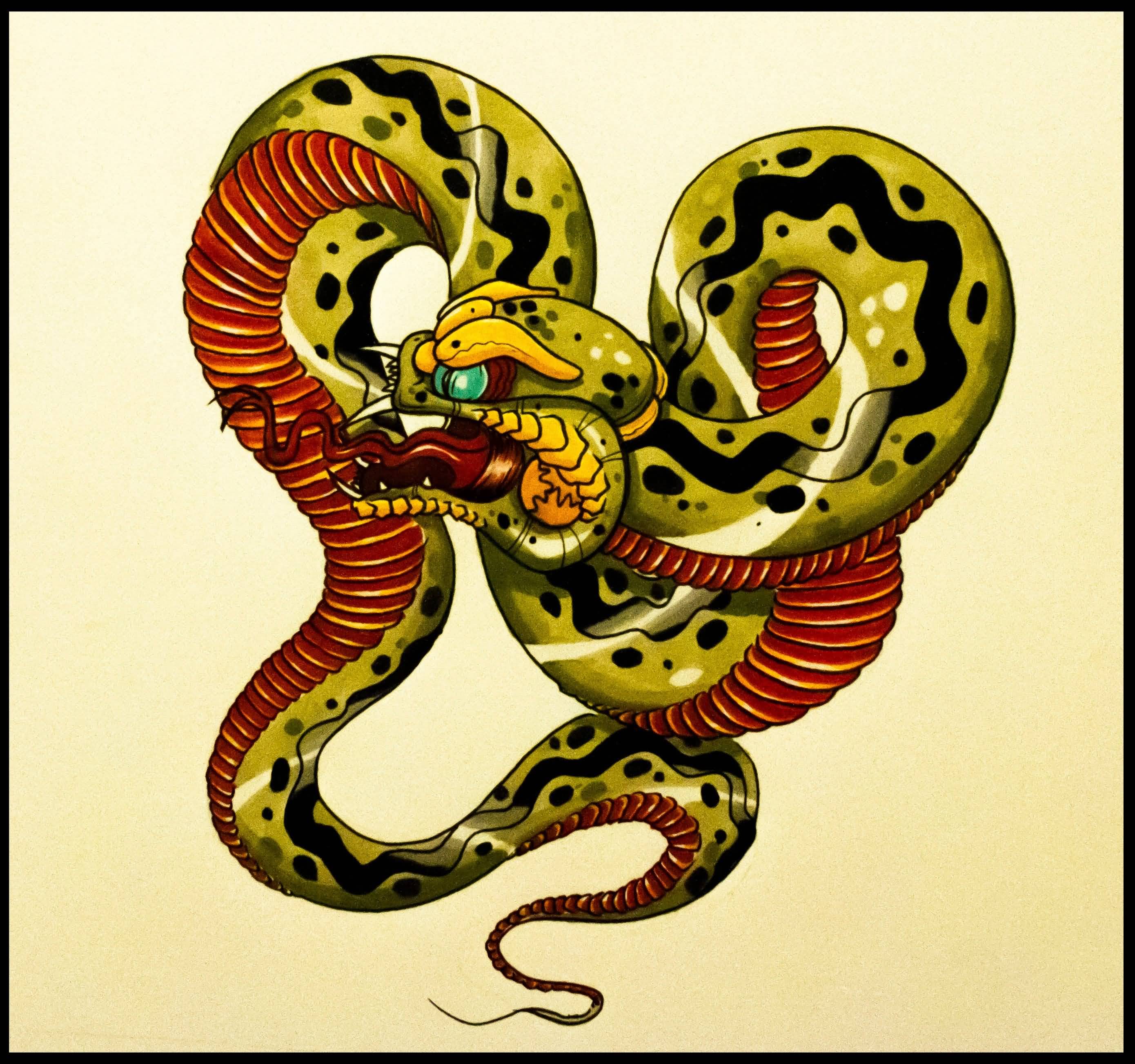 Traditional Snake Tattoo Design