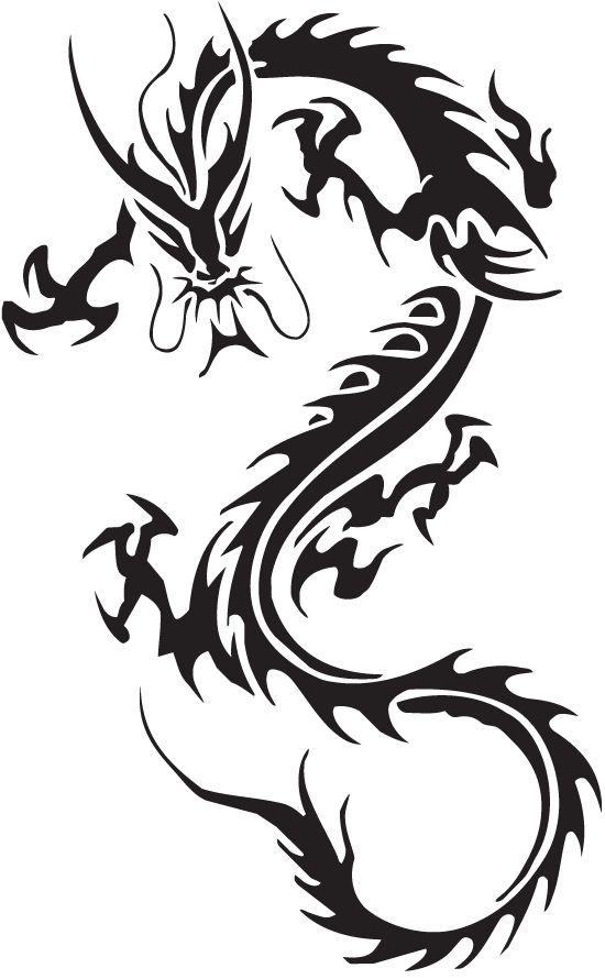 Tribal Black Dragon Tattoo Design Sample