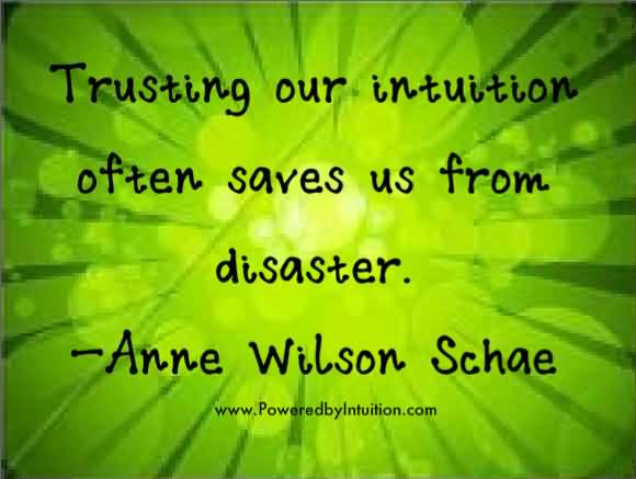 Trusting out intuition often saves us from disaster. Anne Wilson Schae