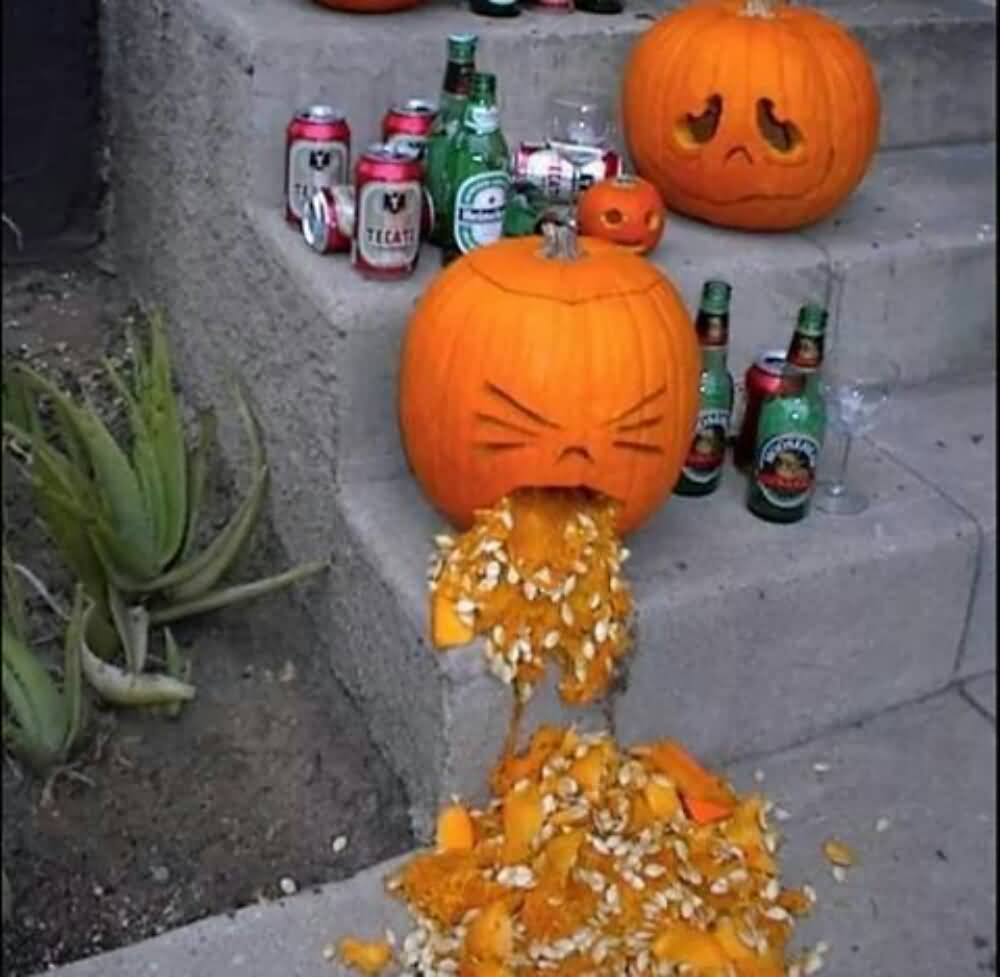 Two Drunken Funny Pumpkins Photo