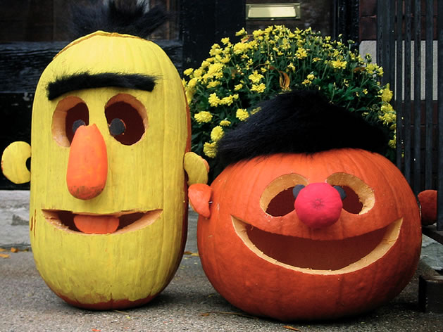 Two Funny Pumpkin Faces Picture