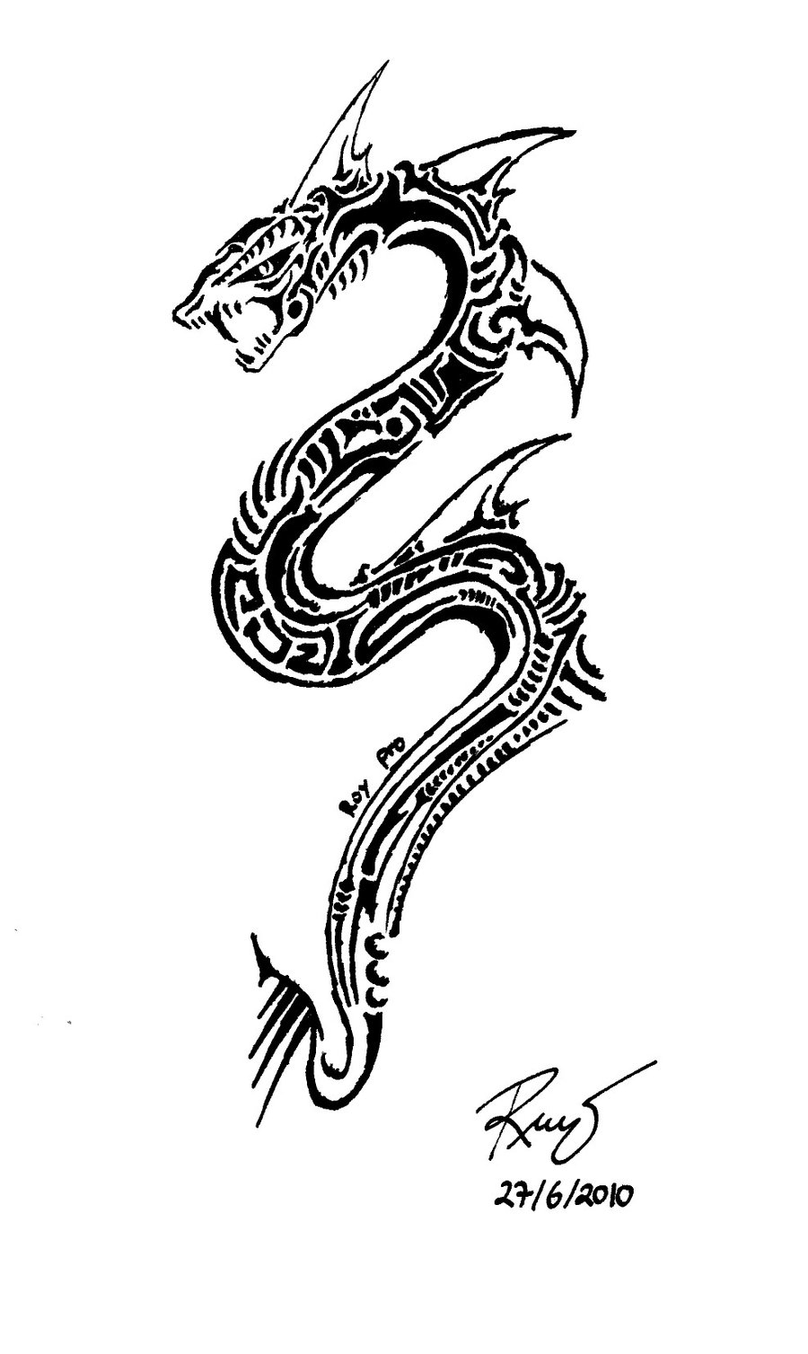 Unique Black Tribal Snake Tattoo Stencil