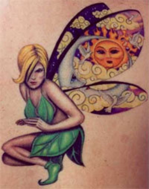 Unique Colorful Fairy Tattoo Design