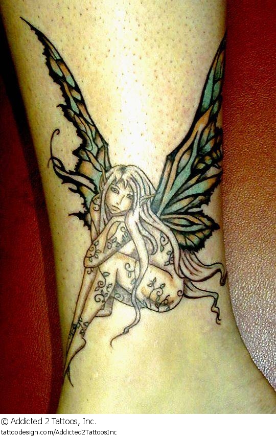 Unique Fairy Tattoo Design For Ankle