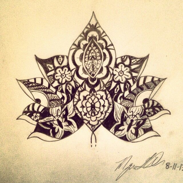 Unique Henna Lotus Flower Tattoo Design
