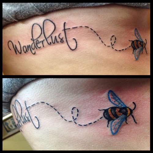 Wanderlust – Flying Bumblebee Tattoo Design For Side Rib