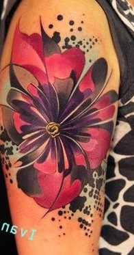 Watercolor Lily Tattoo On Right Half Sleeve