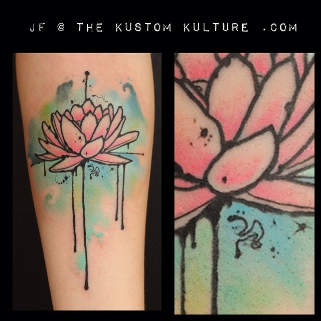 Watercolor Lotus Flower Tattoo Design For Forearm