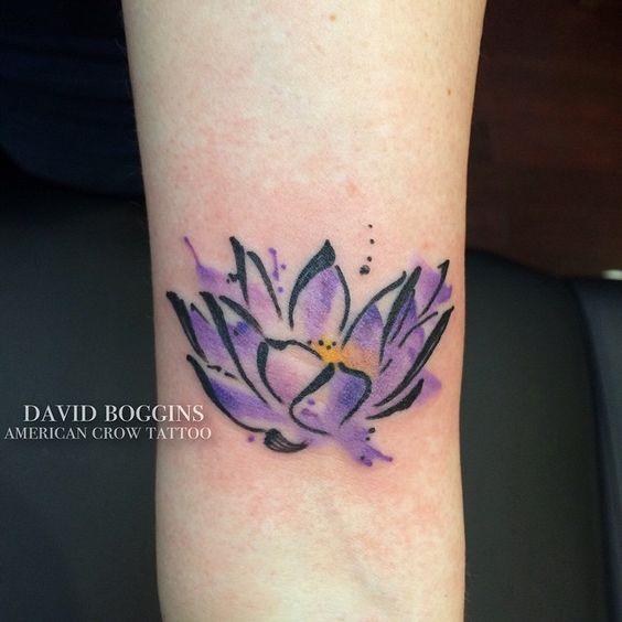 Watercolor Lotus Flower Tattoo Design For Wrist