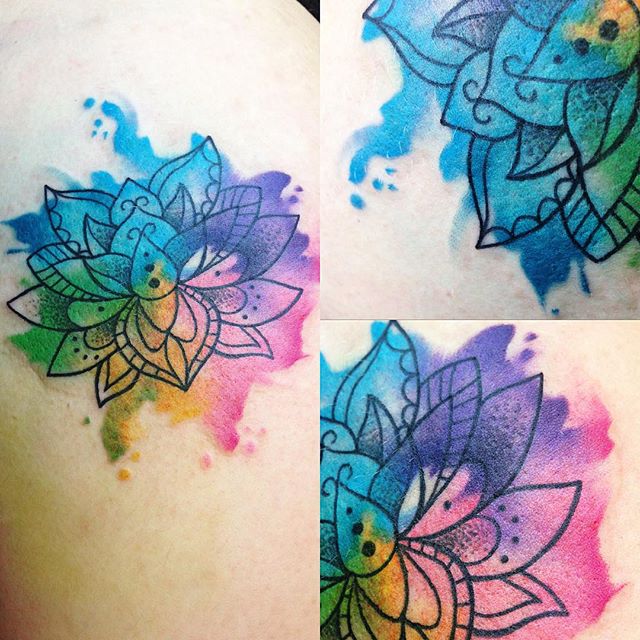 Watercolor Lotus Flower Tattoo Design
