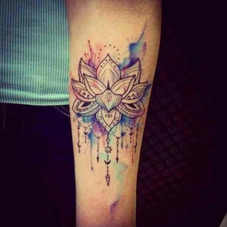 Watercolor Mandala Lotus Tattoo Design For Sleeve