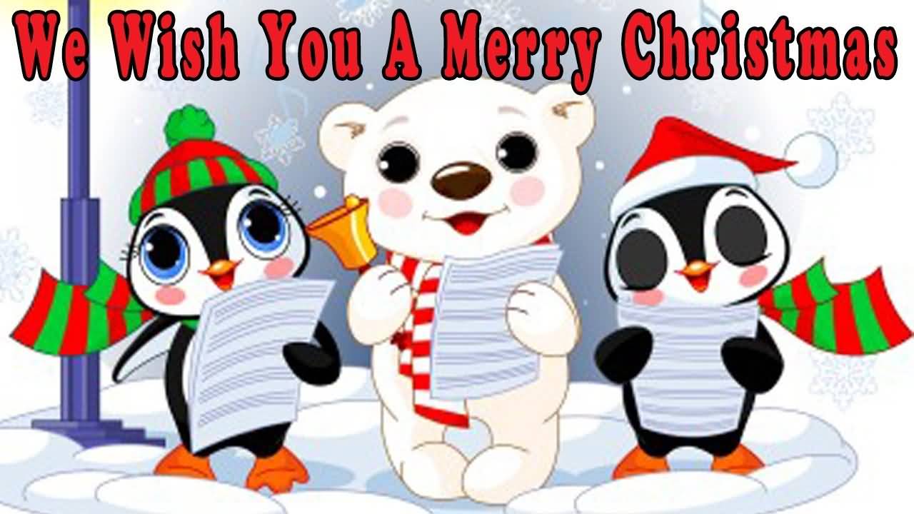 We Wish You A Very Merry Christmas Penguins And Teddy Bear