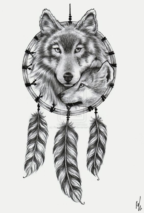 Wolf Dreamcatcher Tattoos Design