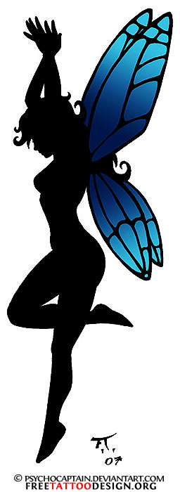 Wonderful Silhouette Fairy Tattoo Design
