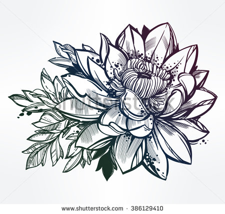Wonderful Black Ink Lotus Flower Tattoo Design