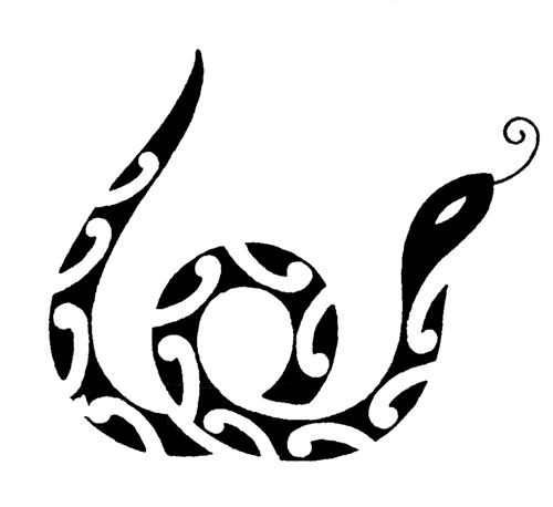 Wonderful Black Tribal Snake Tattoo Design