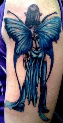 Wonderful Fairy Tattoo On Women Left Half Sleeve