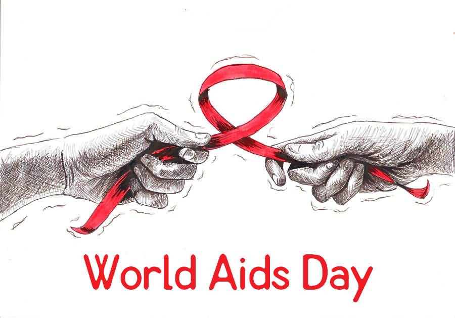 World Aids Day Ribbon In Hands Picture